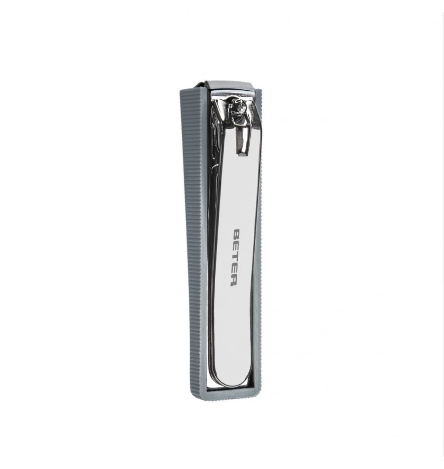 Chromeplated pedicure nail clipper with catcher, straight point